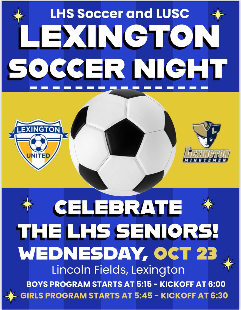 Hear ye’, hear ye’!! On SENIOR NIGHT girls face Arlington in a pivotal Middlesex League fixture! #LexGo 
<a href="/BoysLexington/">Lexington Boys Soccer</a> <a href="/LexMinutemenAth/">Lexington Athletics</a> <a href="/LHSPEStaff/">Lexington High PE Staff</a> <a href="/LHSMABoysLax/">Lexington HS Boys Lacrosse</a> <a href="/LPS_Wellness/">Lexington PE/Health</a> <a href="/LexingtonPSHR/">LPS Human Resources</a> <a href="/MinutemenXCTF/">Lexington Cross Country - Track & Field</a> <a href="/LEX_HS_SOFTBALL/">Lexington_Softball_MA</a> <a href="/CALex_MA/">CALex (Chinese Americans of Lexington)</a> <a href="/lexhoops/">Lexington Basketball</a> <a href="/LexGirlsbball/">LexGirlsbball</a> <a href="/lexingtonsuper/">Dr. Julie Hackett</a>
