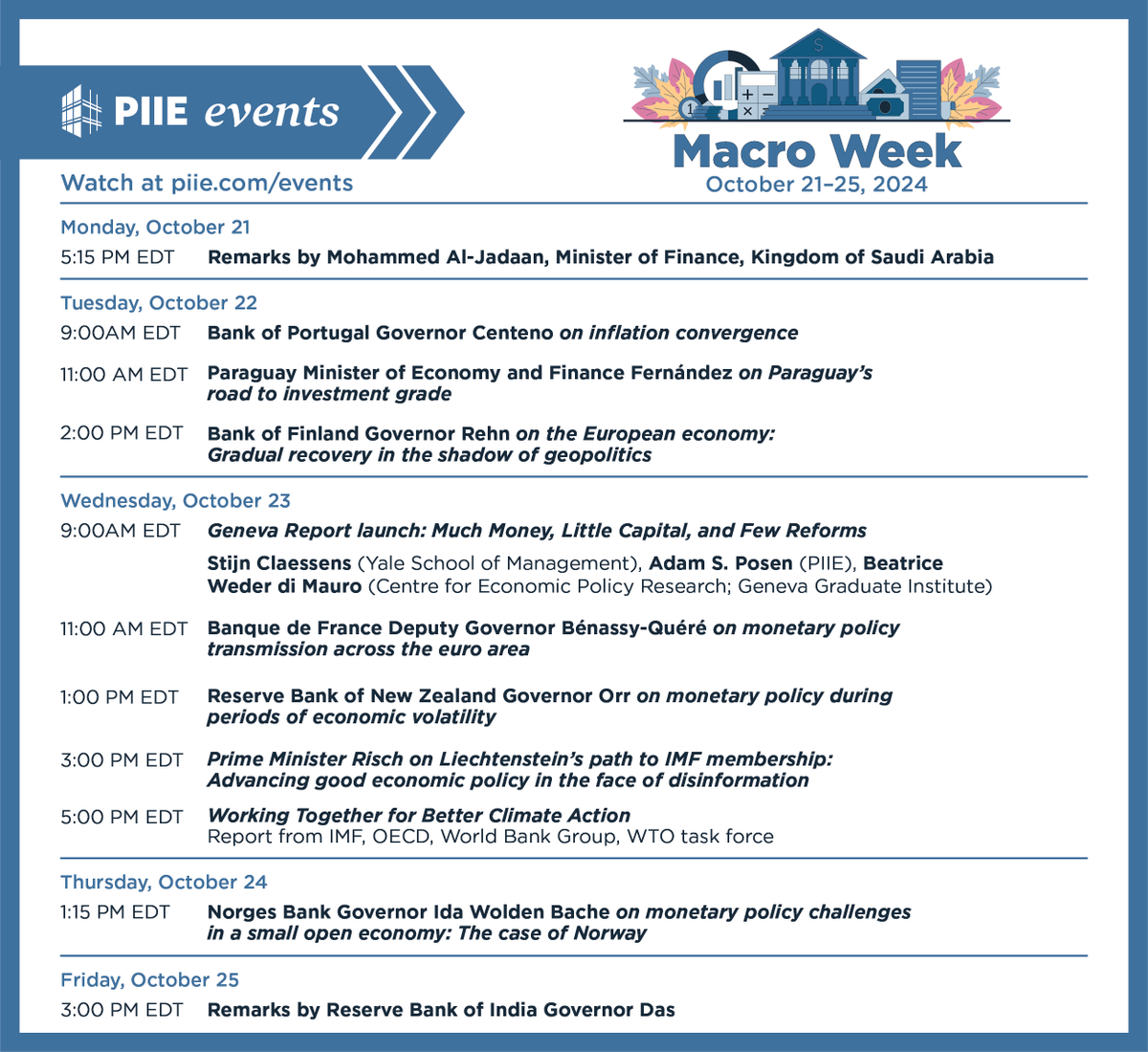 PIIE's tweet image. It&apos;s Day 3 of #MacroWeek2024 &amp;amp; we&apos;ve got a packed day! 
Tune in here to watch live all day: piie.com/events/2024/ma…