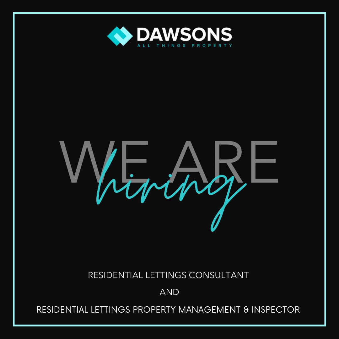 Join Our Team

We're hiring for two exciting positions with our Lettings Team.

Become part of #TeamDawsons and take your career to the next level with opportunities for growth and development.

🌟 Apply Now and join our Multi-Award winning Estate Agency: dawsonsproperty.co.uk/careers.php