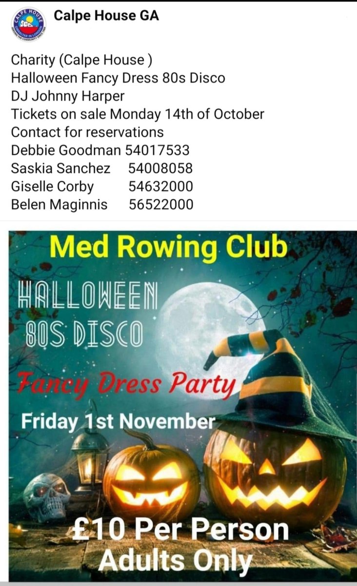 Halloween 80's disco in aid of Calpe House.