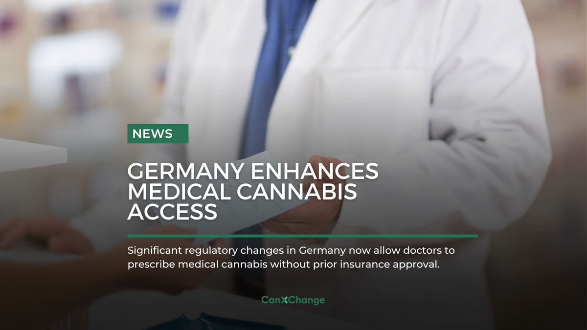 canxchange's tweet photo. From Oct 17, #German doctors can prescribe #medicalcannabis without prior insurance approval, boosting market accessibility. 

Source: @BofC_Europe 

#CanXChange  #CannabisExchange  #CannabisIndustry https://t.co/7CV4rBTR0B