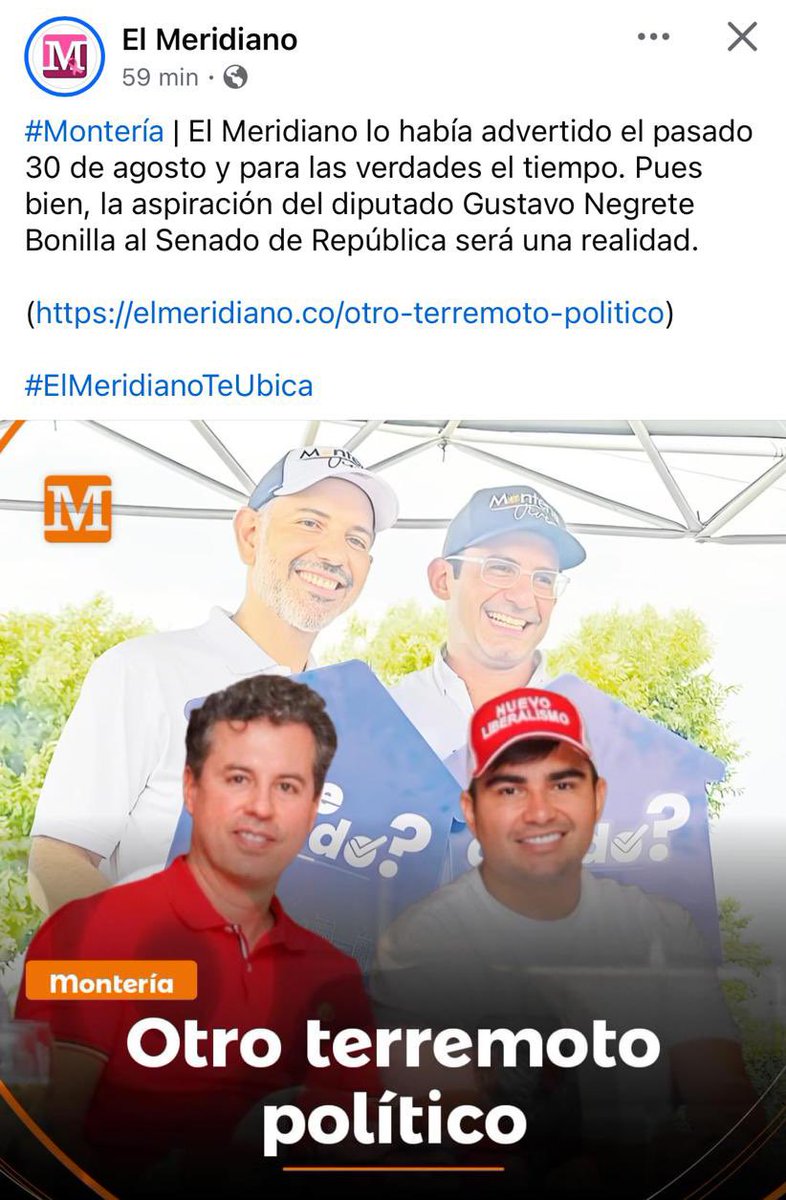 Joselberrocall2's tweet photo. Qué decepción con @elmeridiano_co. Ahora se dedica a hacer chismes de viejas de barrios. Para mí, son intenciones de división de grupos derrotados en las locales para ver cómo se acomodan. La Alianza Política que ganó en Montería (Kerguelen, Espitia, Negrete) está más firme que nunca y llevará candidato al Senado, al Dr. @EdgardoEspitia. Por el Nuevo Liberalismo.