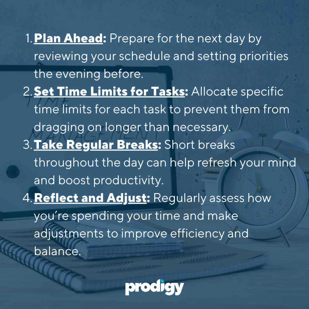 ProdigyStaffing's tweet image. Regularly assess how you’re spending your time and make adjustments to stay on top of your goals. Delegate tasks when possible and avoid multitasking to achieve better results.

#TimeManagementTips #ReflectAndAdjust #ProductivityHacks #DelegateTasks