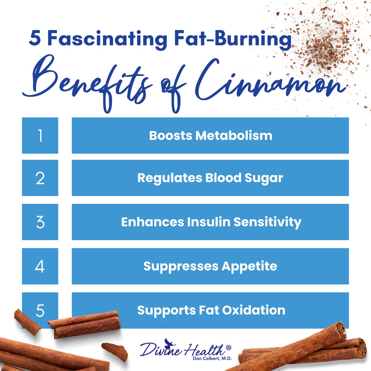 DivineHealthSup's tweet photo. Looking for a natural way to boost your metabolism and support your weight loss goals? Cinnamon is your answer!
1️⃣ Boosts Metabolism: Cinnamon can increase your metabolic rate
2️⃣ Regulates Blood Sugar: Helps stabilize blood sugar levels
https://t.co/DeGWqXOnso 
#CinnamonBenefits https://t.co/wxmPYoIeHh
