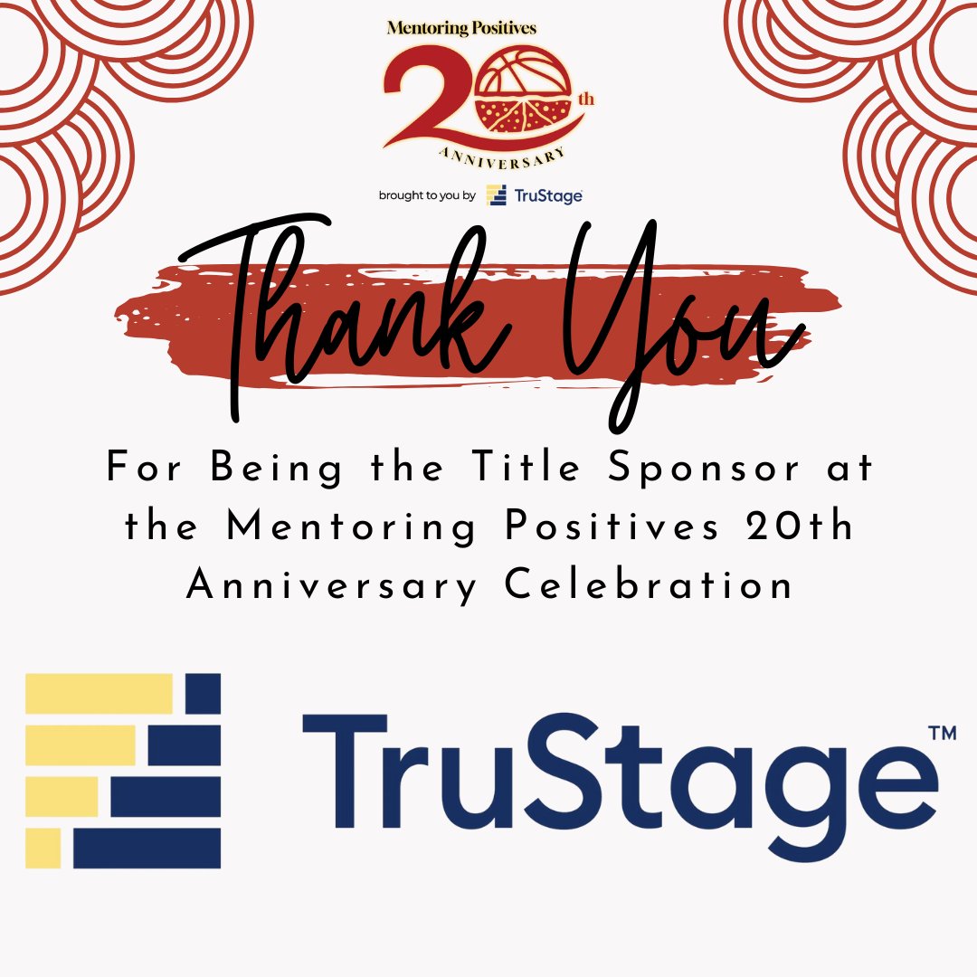 🎉 A Huge Thank You to Our Title Sponsor, TruStage! 🎉

We are beyond grateful to TruStage for making the Mentoring Positives 20th Anniversary Celebration a truly remarkable night! 🙌 Your generous support helped create an unforgettable event that celebrated our journey.