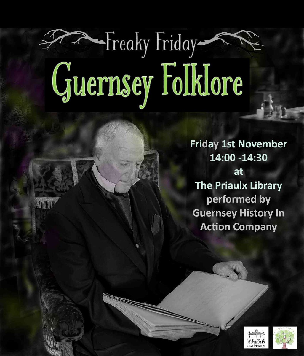 Come and be entertained for Hallowe'en at the Priaulx Library! Freaky Friday - meet Edgar Macculloch, collector of scary Guernsey tales! free entry, no booking required. Parking at the Library #localstudieslibrary #guernsey #halloween