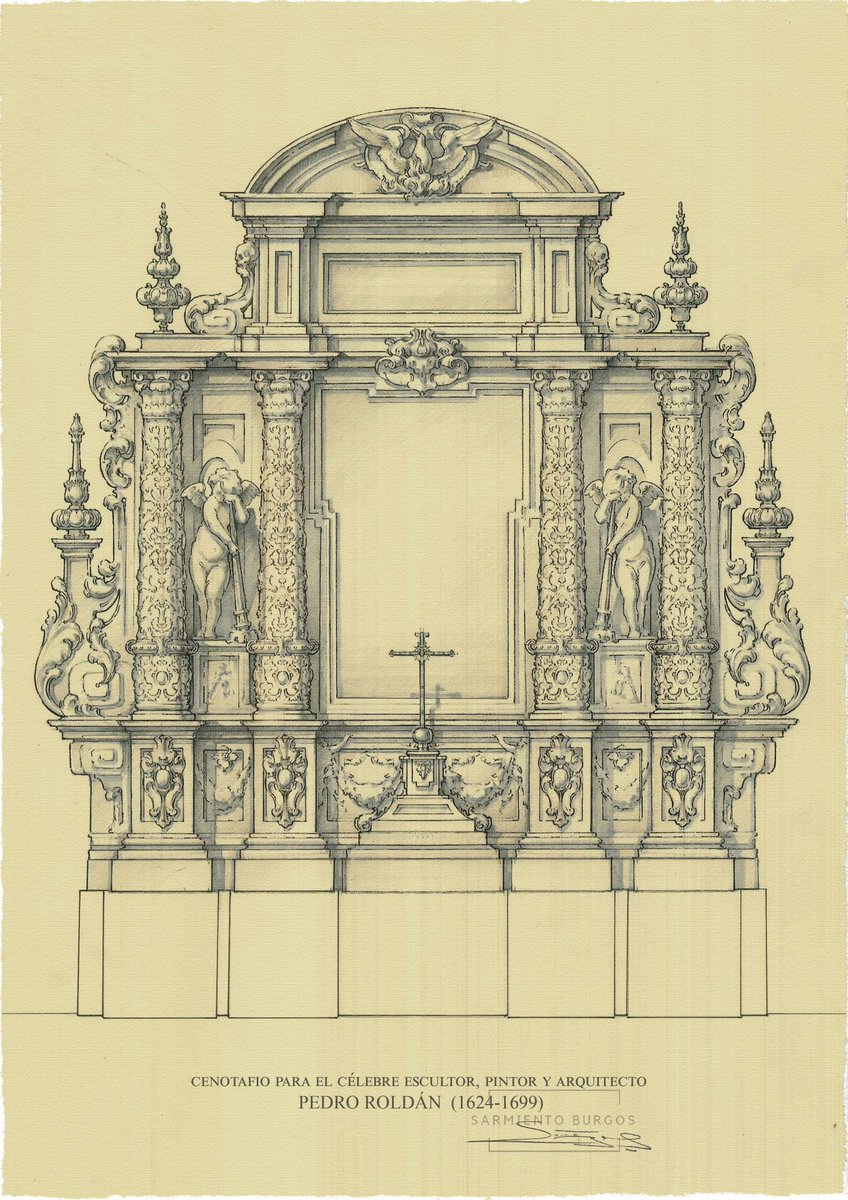 Cenotafio para el célebre escultor, pintor y arquitecto Pedro Roldán (1626-1699)

Grafito y tinta sobre papel.