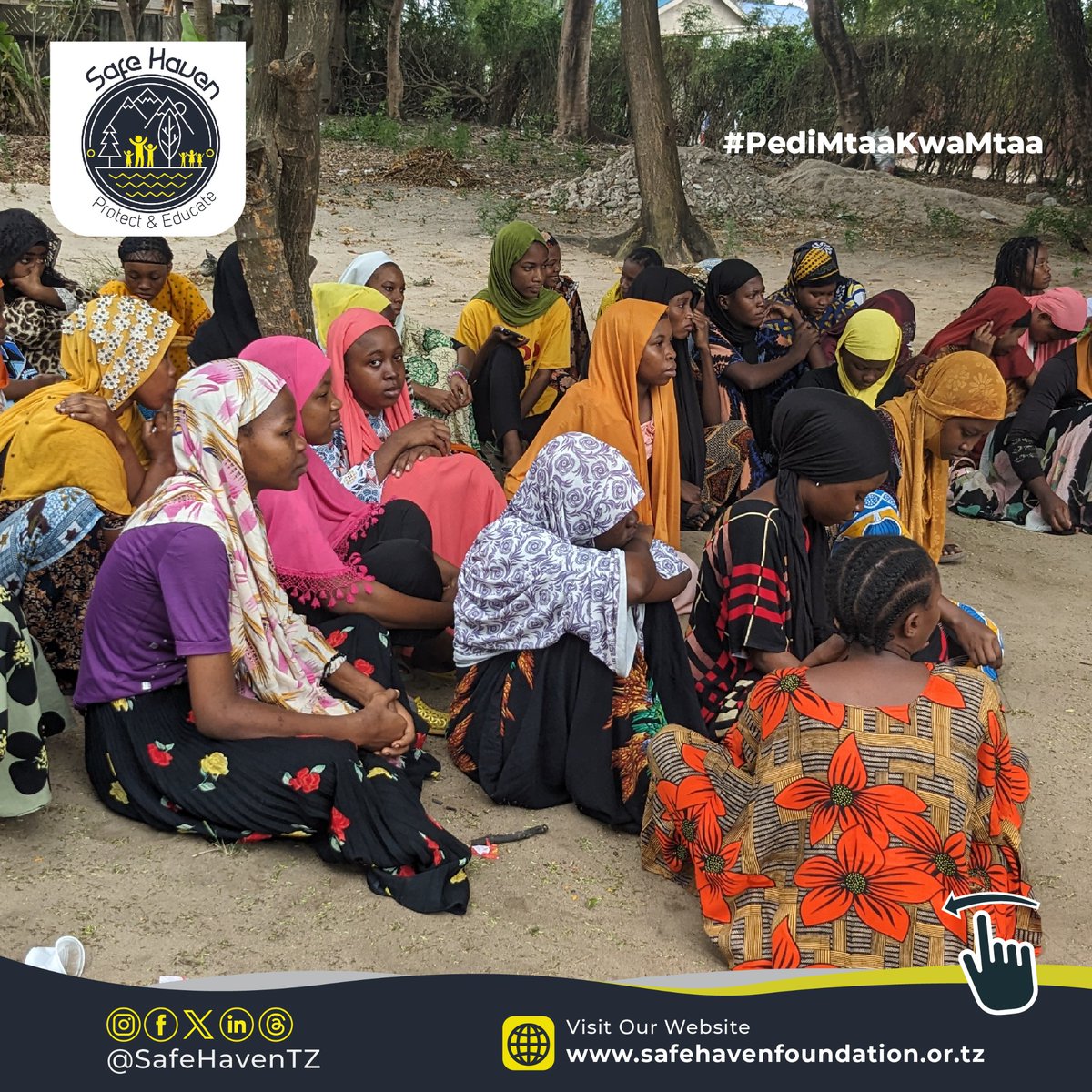 SafeHavenTZ's tweet photo. #PediMtaaKwaMtaa tumewafikia Mbagala Majimatitu, Wilaya ya Temeke na kukutana na wasichana 60 katika kutoa elimu ya matumizi sahihi ya taulo za kike. Ni haki ya kila mtoto wa kike kupata elimu ya usafi wa mwili na mazingira yake.

#SafeHavenFoundation #ProtectAndEducate https://t.co/9ZiYWCjf3L