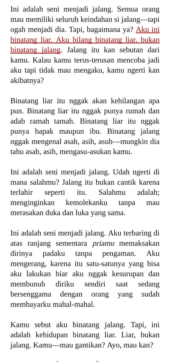 ⠀⠀

AKU KASIH TAHU, YA. INI ADALAH SENI MENJADI JALANG.
warning.⠀  :  suicidal ideation, subtle sex scene, slut shaming. 

⠀⠀
