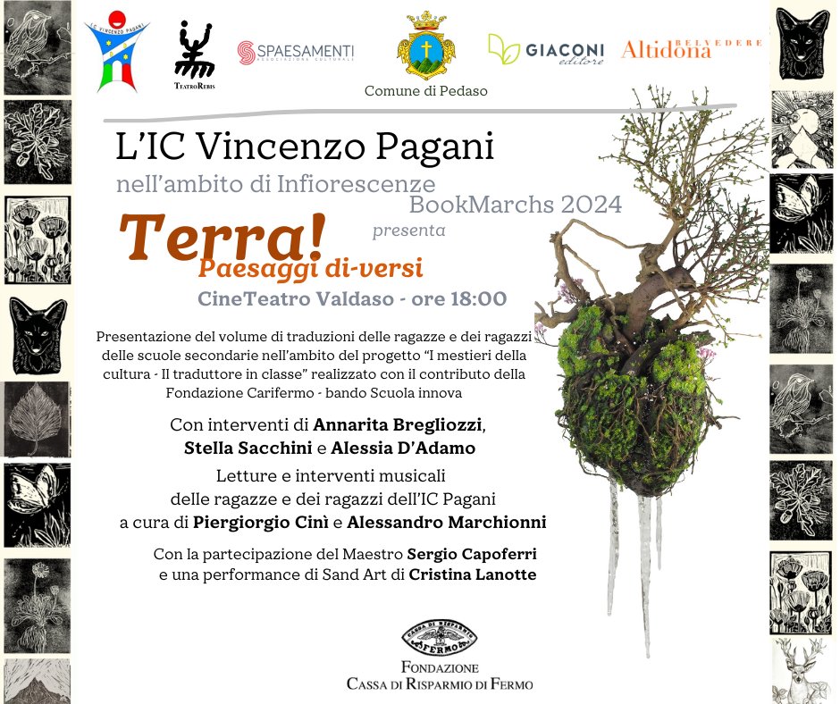 Domenica presentiamo il volume “Terra! Paesaggi di-versi”, a cura di <a href="/stellasacchini/">Stella Sacchini</a>, con uno scritto di <a href="/AdrianBravi1/">Adrian Bravi</a>: dentro ci sono le poesie tradotte dall’inglese e dalle altre lingue degli studenti e delle studentesse dell’IC Pagani nel corso del progetto #TradurreInClasse.