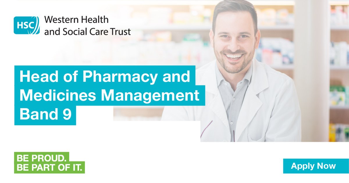 The <a href="/WesternHSCTrust/">Western Trust</a> are currently seeking applications for a Head of Pharmacy and Medicines Management (Band 9) role.  

Full job description available, apply online today:  hubs.ly/Q02VrPMn0