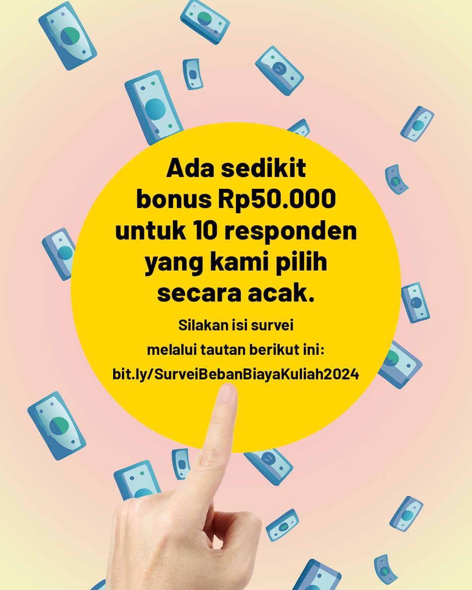 Project Multatuli butuh kamu, mahasiswa D3/S1/sederajat, terbuka juga kepada S2 yang memiliki pengalaman terkait beban biaya kuliah, untuk mengisi survei berikut - bit.ly/SurveiBebanBia…

Ada sedikit bonus Rp50.000 untuk 10 responden yang kami pilih secara acak.

Terima kasih.