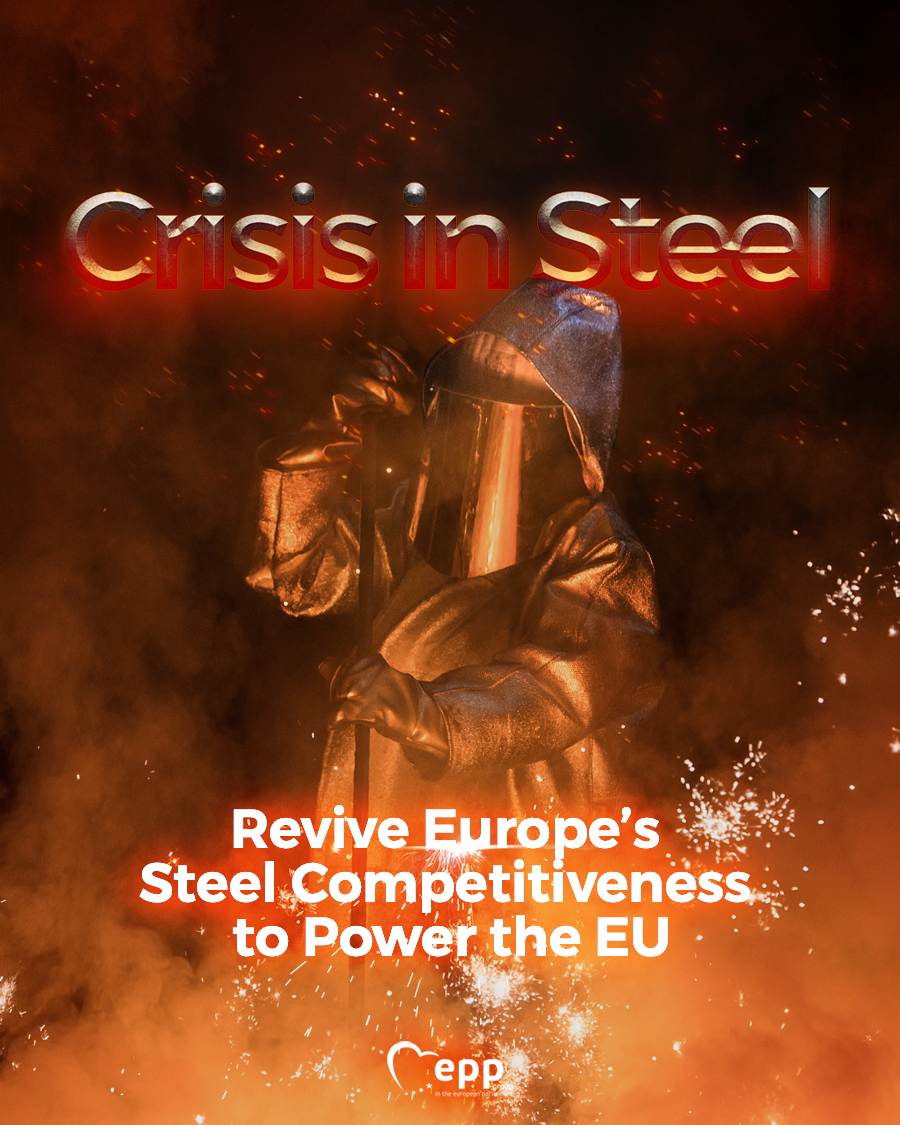EPPGroup's tweet photo. 🚨 The #steel sector is facing a crisis that threatens the very foundation of European industry.

Without immediate intervention, we risk widespread closures that will ripple across construction, automotive, and renewable energy sectors.

🧵Read the thread 👇

#CompetitiveEU

1/9 https://t.co/xmOILYdP4c