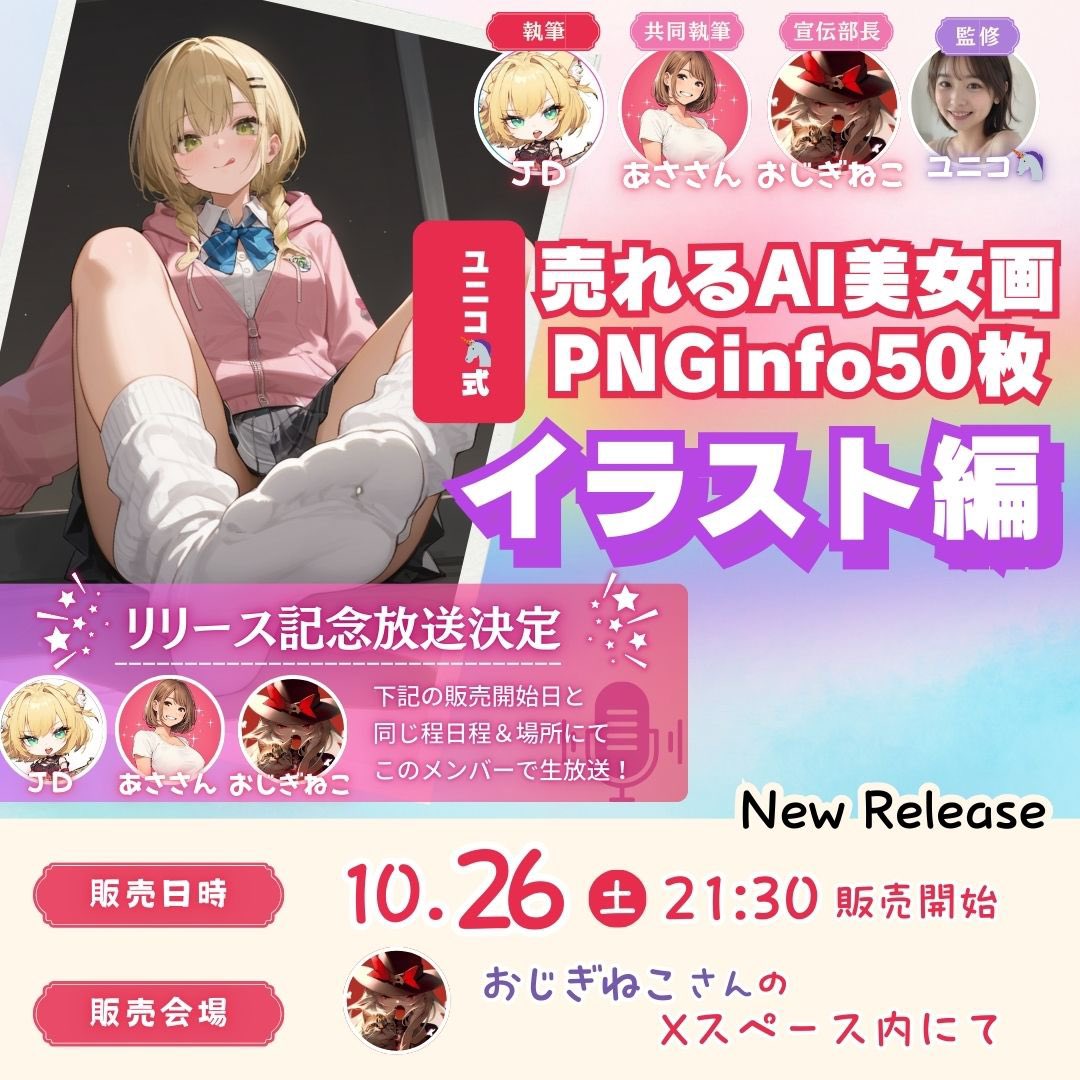 JD37_What316's tweet image. #ユニコスクール のトッププレイヤー✨
JD⚜️の厳選作品！

✅売れるPNGinfo50枚
ついに今週土曜日に販売開始です！

📌販売日時
10月26日（土） 21:30〜の生放送にて販売

📌販売会場
・おじきねこさん(@ojigineko_tips )のXスペースにて

▼スペースリンク
x.com/i/spaces/1vAxR…