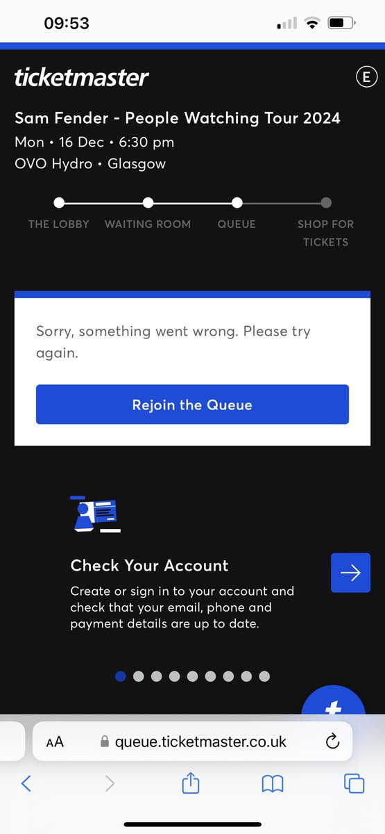 What the fuck Is happening ticket master is a load of shit … anyone actually got it working ?? 
#SamFender #Glasgow #o2priority