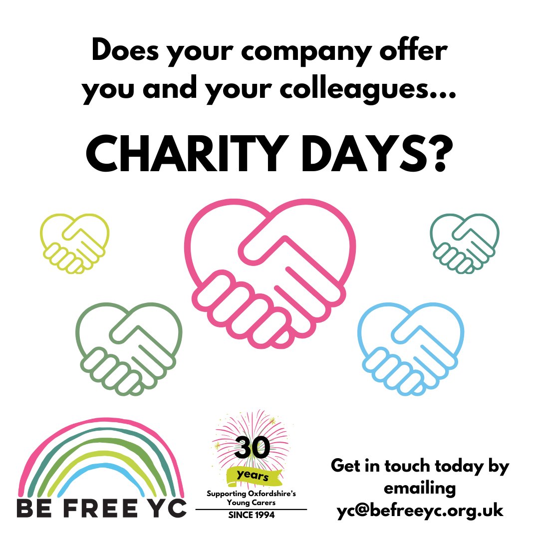 Be Free Young Carers (@befreeyc) on Twitter photo There are lots of ways you and your company can get involved in supporting us from volunteering through #CharityDays, organising fundraising events or offering opportunities to our #youngcarers.
Got your own ideas on how you could support Be Free YC? Email yc@befreeyc.org.uk There are lots of ways you and your company can get involved in supporting us from volunteering through #CharityDays, organising fundraising events or offering opportunities to our #youngcarers.
Got your own ideas on how you could support Be Free YC? Email yc@befreeyc.org.uk