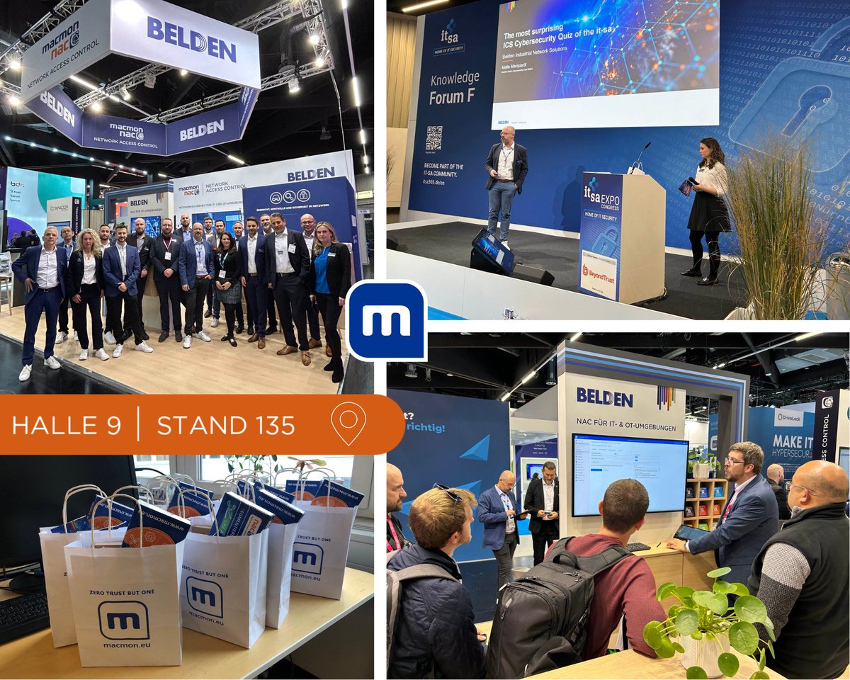 macmon_DE's tweet image. 🎉Der zweite Tag der it-sa hat begonnen!
Malte Marquardt ist auf der Forum Stage mit einem Quiz. Bereiten Sie sich vor und gewinnen Sie Preise!🏆
Inzwischen können Sie unsere Experten an Stand 135, Halle 9 besuchen.
🍫Wir sehen uns!
#ITSecurity #itsa #NetworkAccessControl