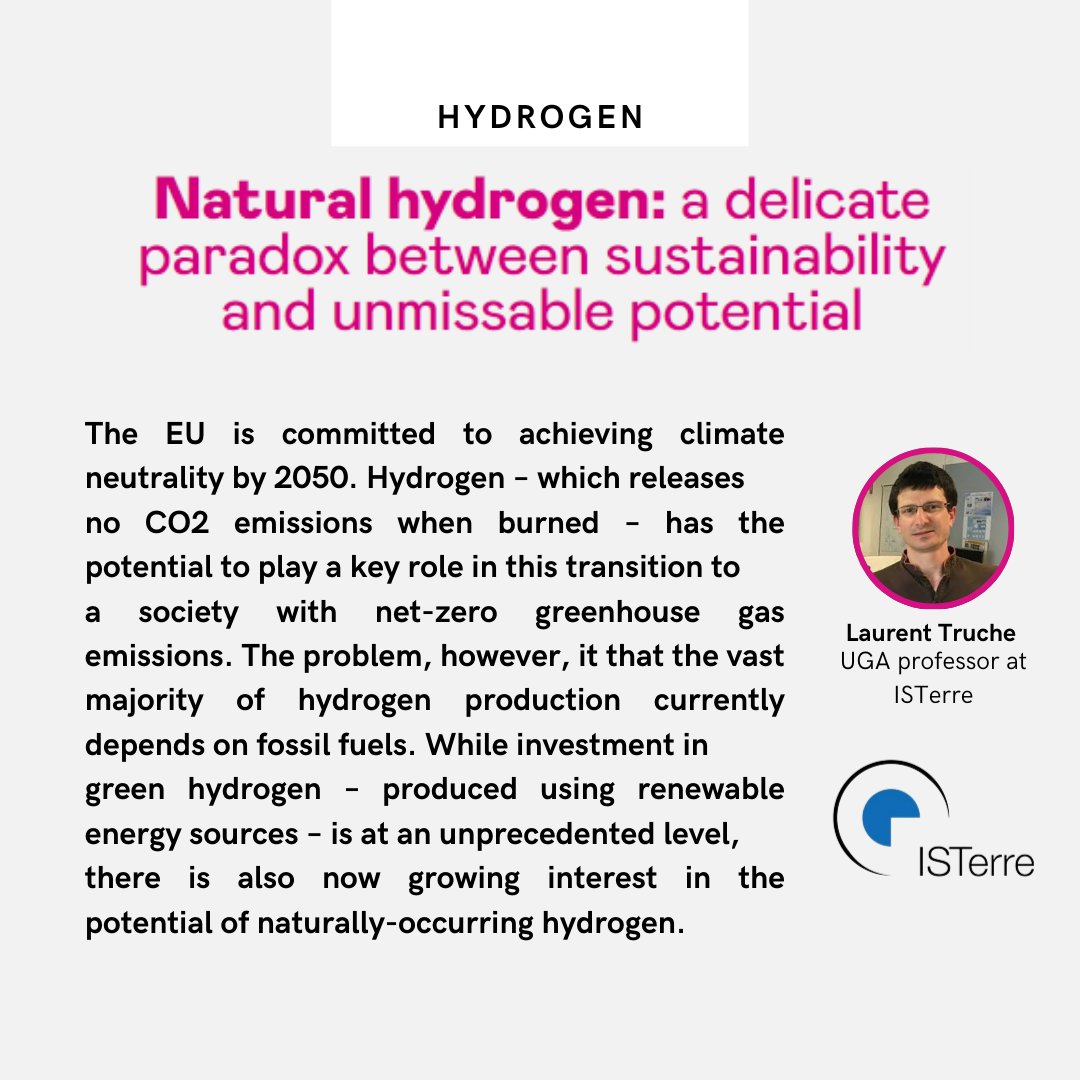 #GIANTReview | Read the GIANT Revue article on Hydrogen, with Laurent Truche from <a href="/ISTerre_fr/">ISTerre</a> 

📖calameo.com/read/005484845…

#WeAreGIANT #Energy #Research #Hydrogen