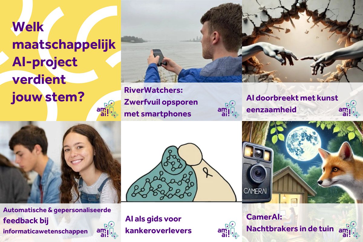 Scivil (@scivil_flanders) on Twitter photo Welk maatschappelijk AI-project kies jij? Stem via amai.vlaanderen/stemnu tot zo 3/11.
Elk jaar steunt @amaivlaanderen projecten:
💡 die een idee van gewone mensen realiseren,
💪 met hulp van AI en burgers (#citizenscience),
🌍 voor een maatschappelijk probleem.
i.s.m. <a href="/KC_DaMa/">Kenniscentrum Data & Maatschappij</a> Welk maatschappelijk AI-project kies jij? Stem via amai.vlaanderen/stemnu tot zo 3/11.
Elk jaar steunt @amaivlaanderen projecten:
💡 die een idee van gewone mensen realiseren,
💪 met hulp van AI en burgers (#citizenscience),
🌍 voor een maatschappelijk probleem.
i.s.m. <a href="/KC_DaMa/">Kenniscentrum Data & Maatschappij</a>