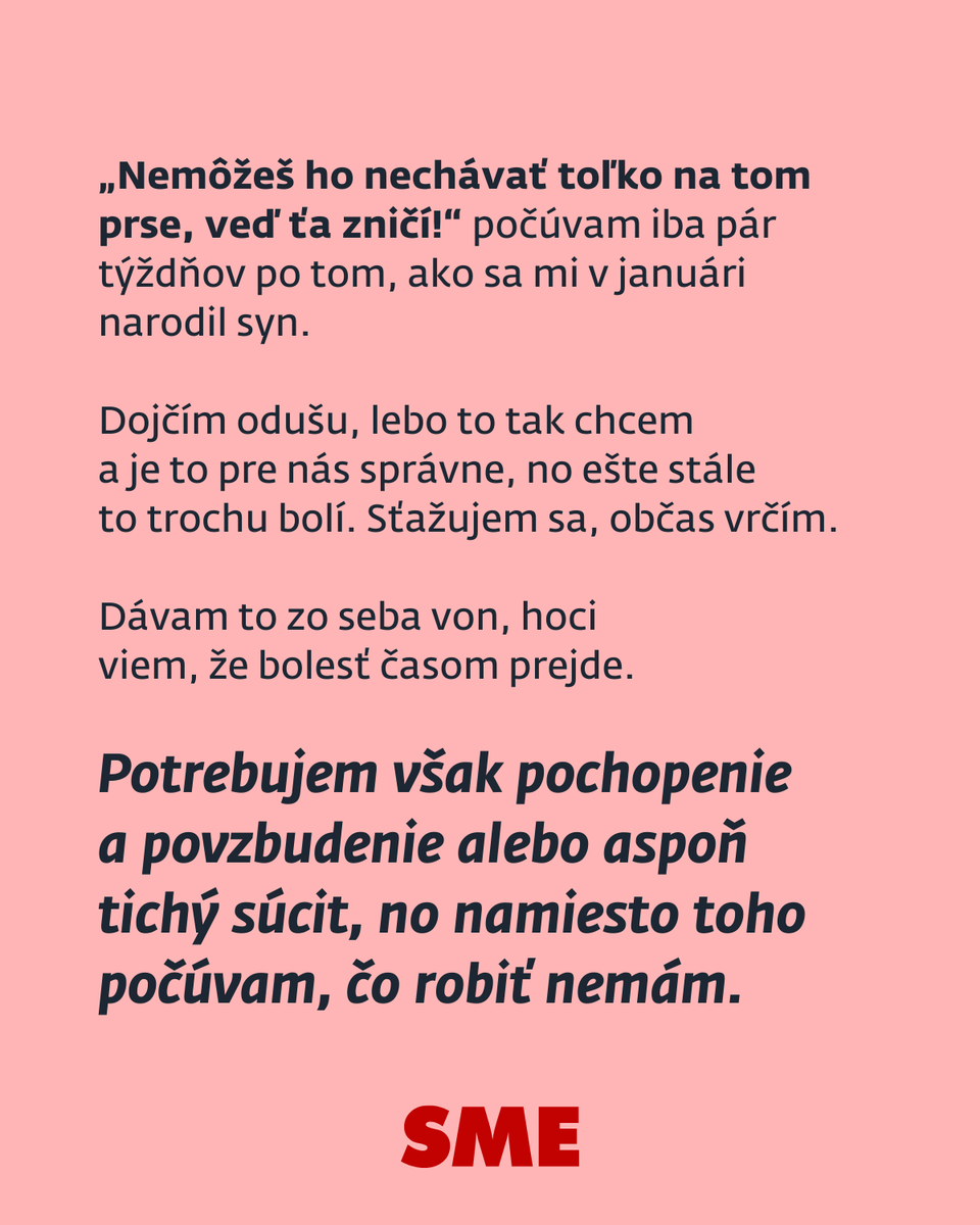 denniksme's tweet image. Je načase ukazovať starostlivosť inak – vytvoriť matkám podmienky, ktoré im umožnia veriť v seba a v svoju schopnosť dobre sa postarať o svoje dieťa.

Prečítajte si zápisky z materskej Michaely Žurekovej o nevyžiadaných radách: l8r.it/Sco3

#materska #rady #zapisnik