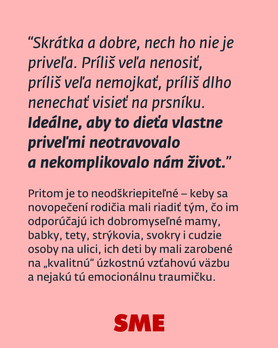 denniksme's tweet image. Je načase ukazovať starostlivosť inak – vytvoriť matkám podmienky, ktoré im umožnia veriť v seba a v svoju schopnosť dobre sa postarať o svoje dieťa.

Prečítajte si zápisky z materskej Michaely Žurekovej o nevyžiadaných radách: l8r.it/Sco3

#materska #rady #zapisnik