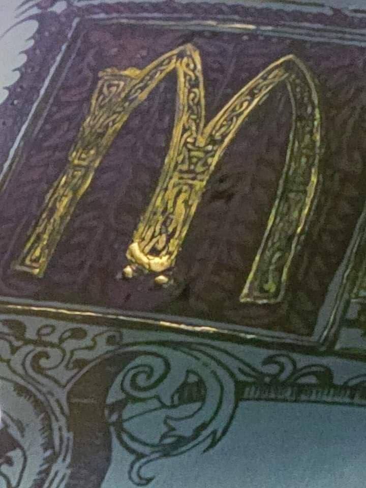 Earth20Genesis1's tweet photo. The McDonald's logo is found in a book of black magic.

McDonald's founder Kroc was a 33° Freemason.

Ray Kroc received a title in the Church of Satan. 

Disney and McDonald's have always had a close relationship thanks to the Masonic fraternity"

Telegram E2Guncensored https://t.co/c3RZjwg8fw