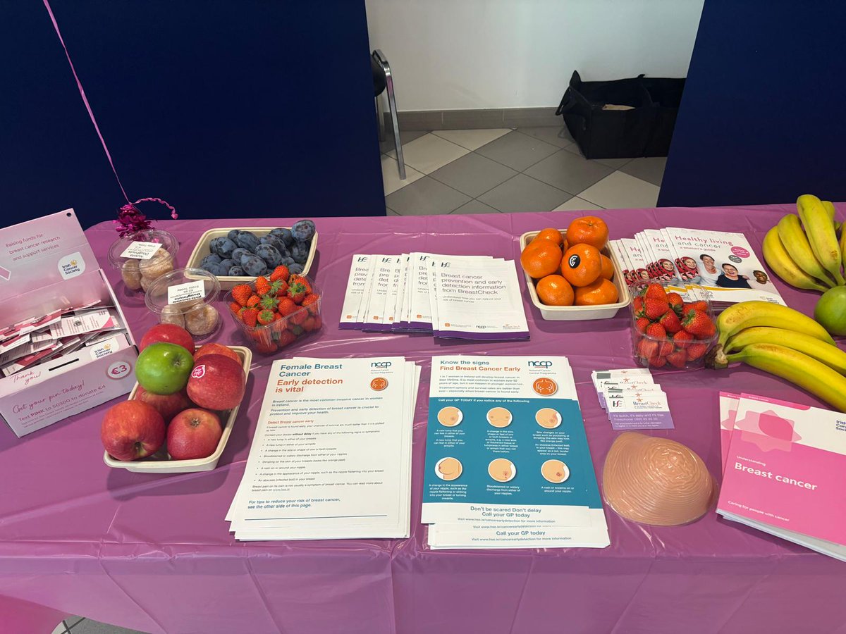 It's #BreastCancerAwarenessMonth and our Oncology CNS Helena Gibson shared information and healthy treats with staff and patients alike. Thanks Helena 👏