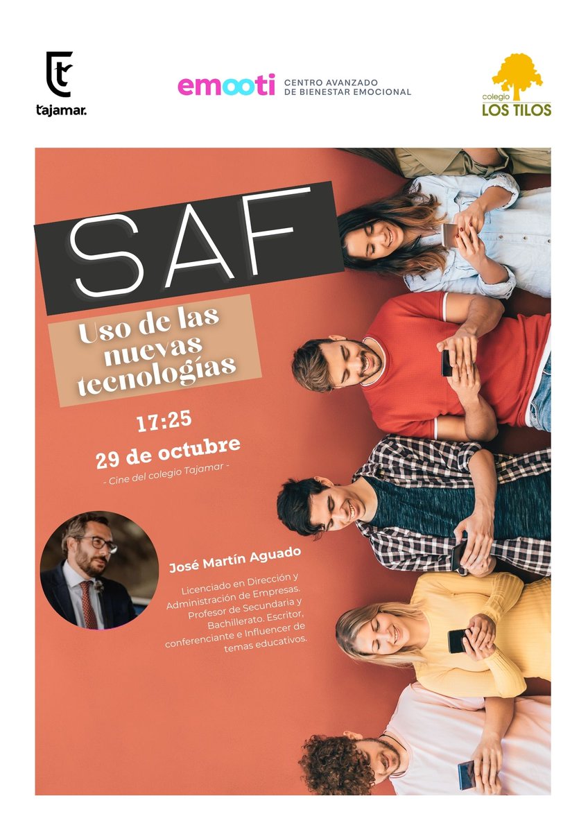 SAF + Escuela de Familias de 4ºESO, BACH y FP 👨🏼‍🏫 ¿Te preocupa el uso de las nuevas tecnologías? El próximo martes 29 de octubre tendremos una sesión con José Martín Aguado para los trabajadores y familias de los mayores del cole.

Apúntate aquí:
 forms.monday.com/forms/c4a47b8d…