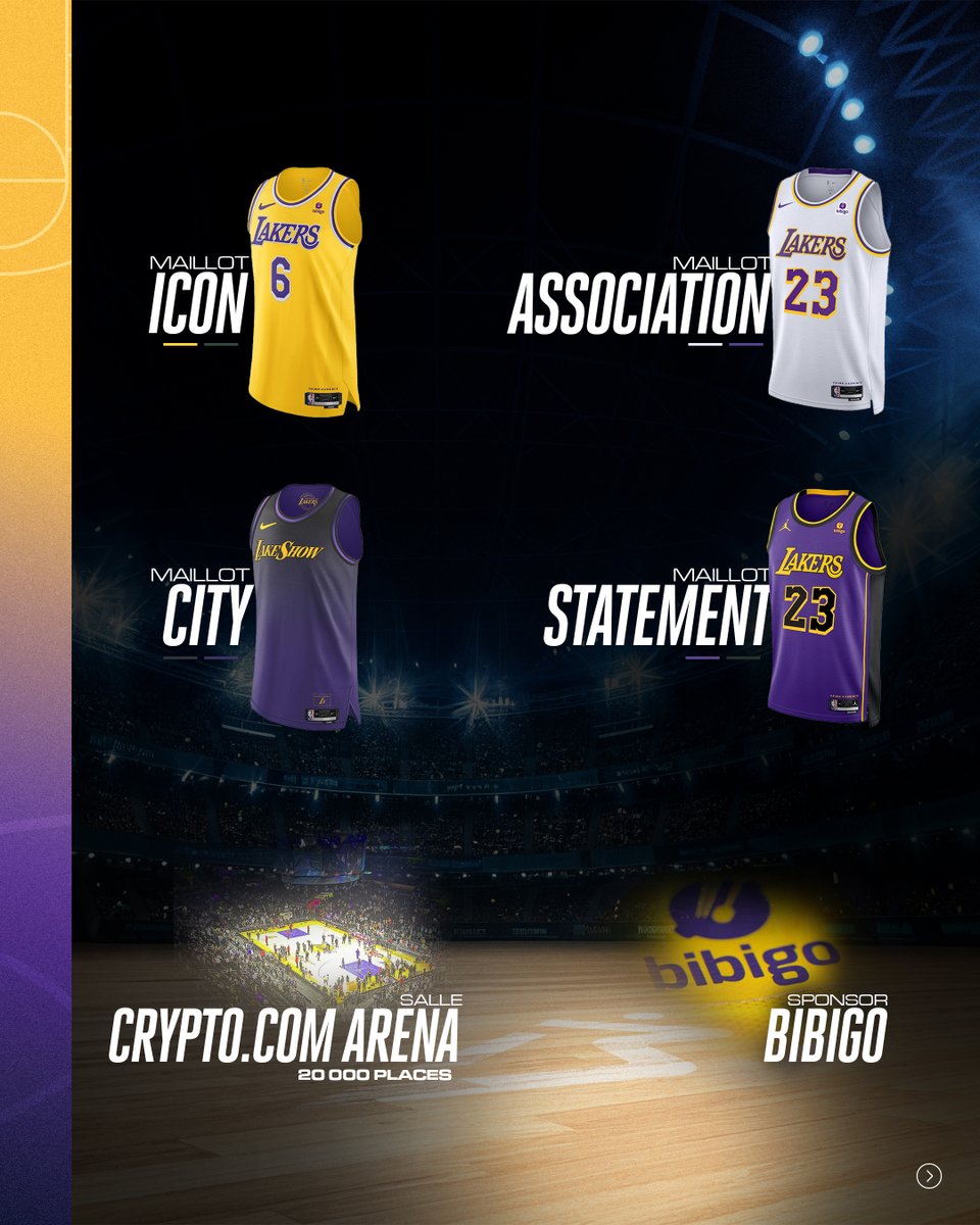 Los Angeles Lakers preview 2024-25 👟       

Découvre les paires probables des joueurs majeurs des Lakers ainsi que les maillots officiels de la franchise pour la saison NBA 2024-2025      

#⃣ #LakersWin #LakersNation #Lakers2024 #nbaopeningday
