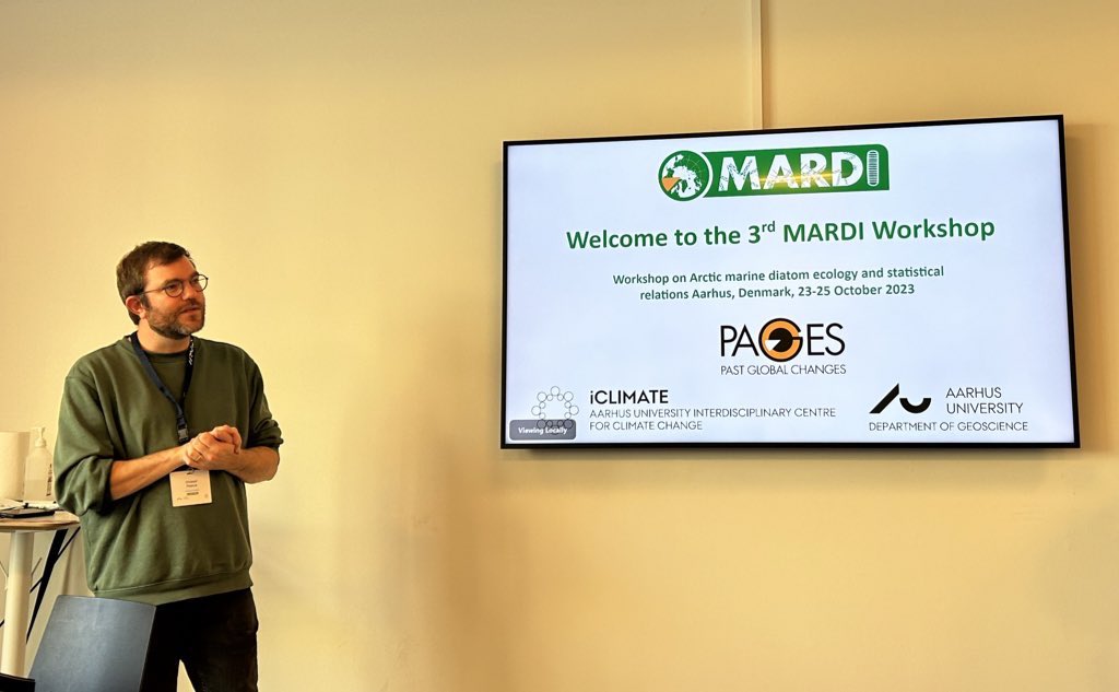 Mardi Pages (@mardi_pages) on Twitter photo Kicking off the 3rd MARDI workshop on Arctic marine diatom ecology and statistical relations in Aarhus, Denmark. Exciting three days ahead if us!
<a href="/PAGES_IPO/">Past Global Changes</a> <a href="/NatSci_AU/">Faculty of Natural Sciences - Aarhus University</a> Kicking off the 3rd MARDI workshop on Arctic marine diatom ecology and statistical relations in Aarhus, Denmark. Exciting three days ahead if us!
<a href="/PAGES_IPO/">Past Global Changes</a> <a href="/NatSci_AU/">Faculty of Natural Sciences - Aarhus University</a>