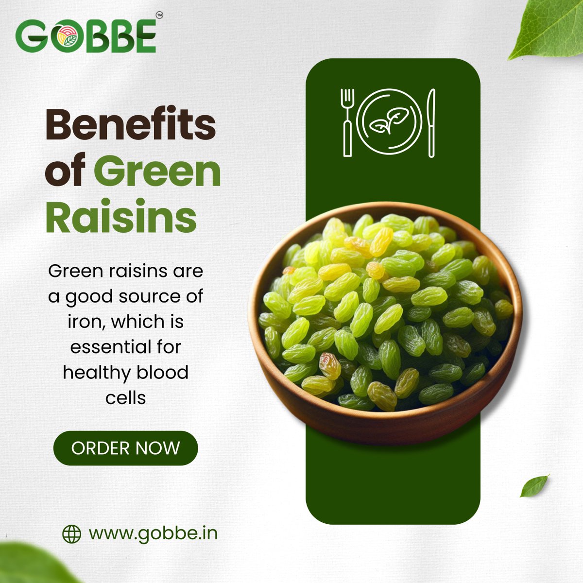 GobbeIndia's tweet photo. When in doubt, snack it out! These green raisins are loaded with iron for all that healthy blood cell power. Perfect munch for all you health-conscious folks! 😉

 #IronSnack #HealthyLife #gobbe #greenraisins https://t.co/TO5e6XMtCN