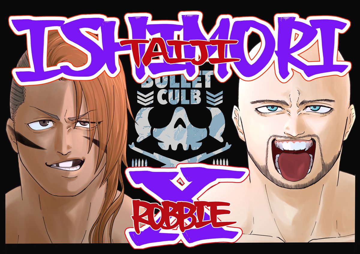 wakuwaki_prrs's tweet image. 修正したのであげ直し。
二人の活躍が楽しみです🤘🏾🤘🏾
 #njpwfanart
#RobbieX    選手
#石森太ニ　選手