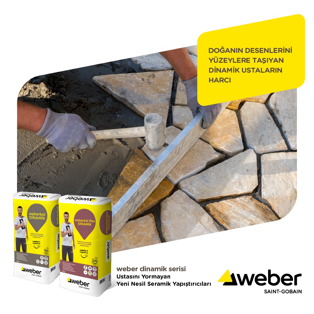 Farklı zemin ve yüzeyler için ustaların tercihi: weber DİNAMİK serisi. 🥇​
​
#weber #weberdinamikserisi #seramikyapıştırıcıları