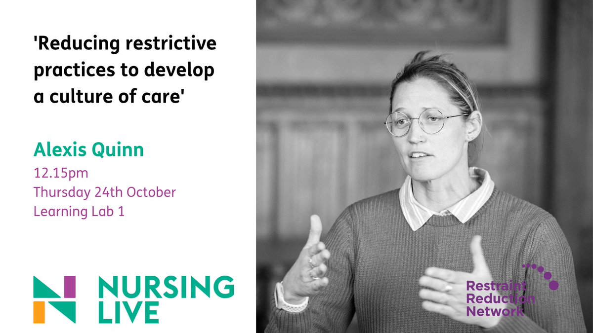 Restraint Reduction Network (@therrnetwork) on Twitter photo The RRNโs Alexis Quinn is speaking at <a href="/NursingLiveUK/">Nursing Live UK</a> tomorrow on 'Reducing restrictive practices to develop a culture of care'.
Head along to Learning Lab 1 at 12.15pm on Thursday 24th to attend!
#YourTimeToThrive #NursingLiveUK The RRNโs Alexis Quinn is speaking at <a href="/NursingLiveUK/">Nursing Live UK</a> tomorrow on 'Reducing restrictive practices to develop a culture of care'.
Head along to Learning Lab 1 at 12.15pm on Thursday 24th to attend!
#YourTimeToThrive #NursingLiveUK