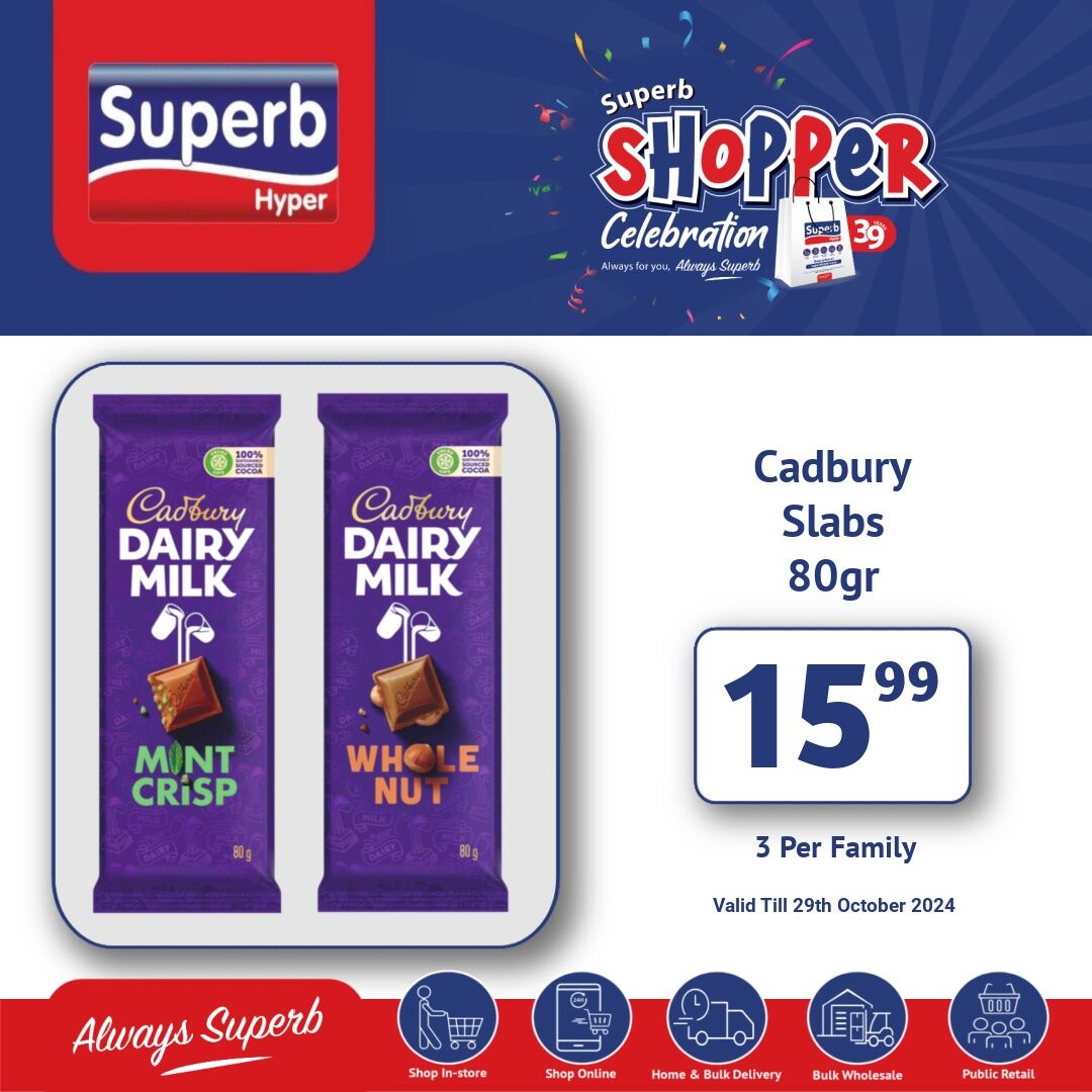 Superbhyper's tweet image. Superb Hyper Promotions
Weekly Marvels, Astounding Discounts.
Shop Online: superbhyper.co.za
Get Same Day Delivery For Only R29! 
Order Via Whatsapp Or Email
Whatsapp:0639002200
Email:sales@superbhyper.co.za
Shop In-store:17 Smithers Road,Kwadukuza.
Valid: 29th October 2024