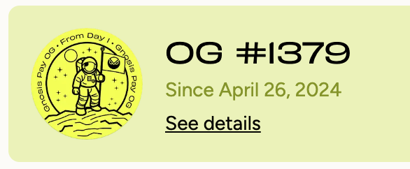 Proud to be a <a href="/gnosispay/">Gnosis Pay 🦉💳</a> OG. This card has changed the way I use crypto. A huge step closer to a crypto circular economy! Get your card using my referral link gnosispay.com/oginvite?rcc=0… and start spending your crypto profits anywhere that accepts VISA.