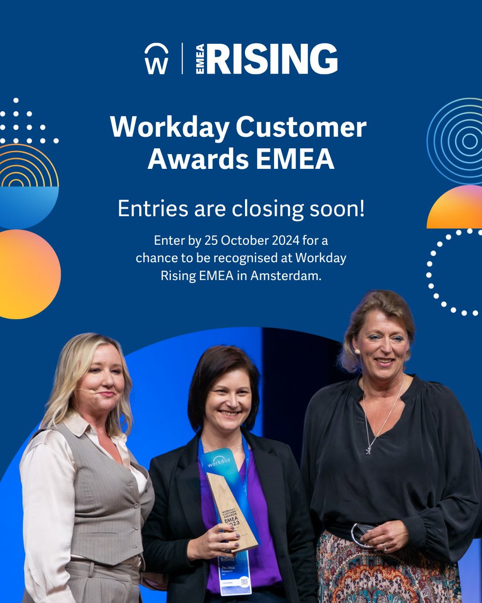 Workday customers in EMEA – do you have an inspiring success story? 

Don’t miss out on your chance to be recognised at our Workday Customer Awards EMEA! 🏆

Submit your entry by 25 October. Find out more here: bit.ly/cawardsemea

#WDAYAwards #WDAYRisingEMEA #TeamWDAY