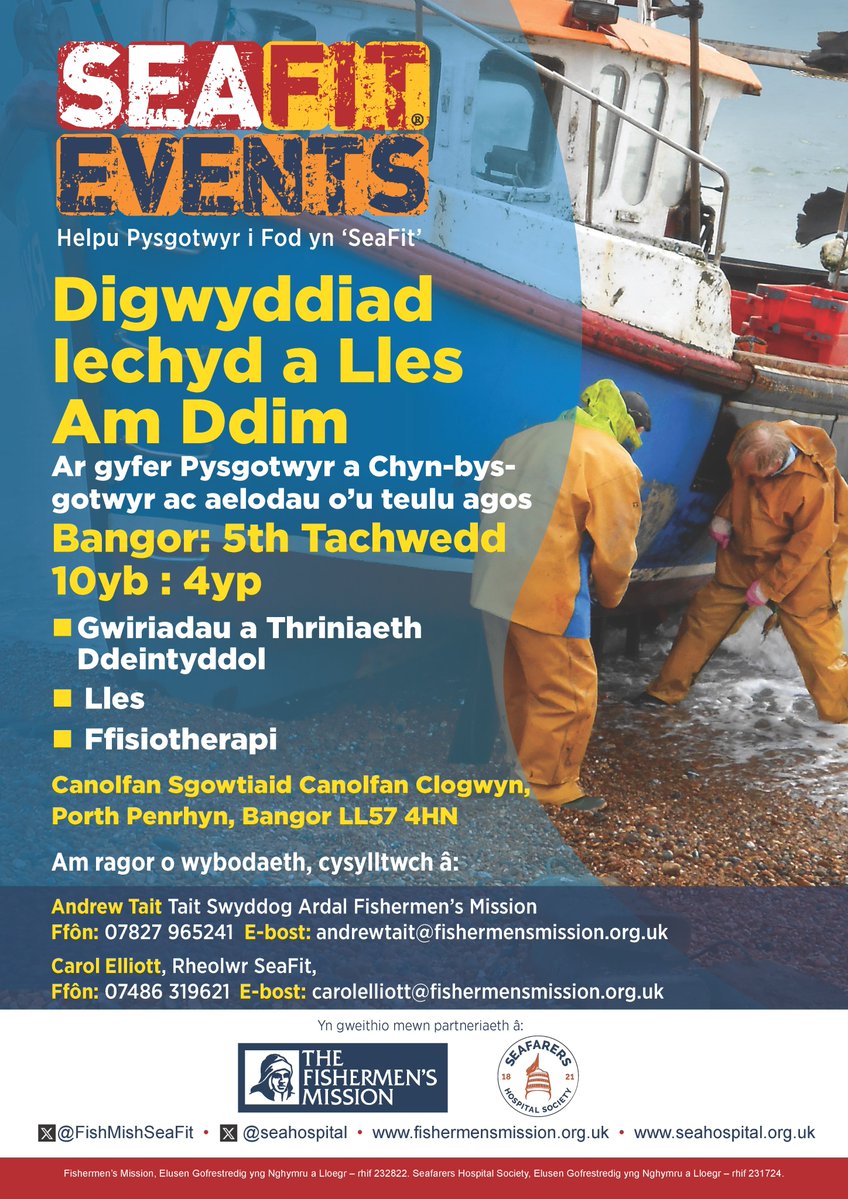 SeaFit® (@fishmishseafit) on Twitter photo Are you an active/retired fishermen near Bangor? Come along for free confidential dental checks & chat about your health & wellbeing. Bangor 5th Nov. <a href="/thefishmish/">Fishermen's Mission</a> <a href="/seahospital/">Seafarers Hospital Society</a> @dentaid_charity <a href="/RCSwales/">RCS Wales</a> <a href="/ArfonPhysio1/">Arfon Physiotherapy</a> <a href="/LiverTrust/">British Liver Trust</a> <a href="/trinityhouse_uk/">Trinity House</a> Are you an active/retired fishermen near Bangor? Come along for free confidential dental checks & chat about your health & wellbeing. Bangor 5th Nov. <a href="/thefishmish/">Fishermen's Mission</a> <a href="/seahospital/">Seafarers Hospital Society</a> @dentaid_charity <a href="/RCSwales/">RCS Wales</a> <a href="/ArfonPhysio1/">Arfon Physiotherapy</a> <a href="/LiverTrust/">British Liver Trust</a> <a href="/trinityhouse_uk/">Trinity House</a>