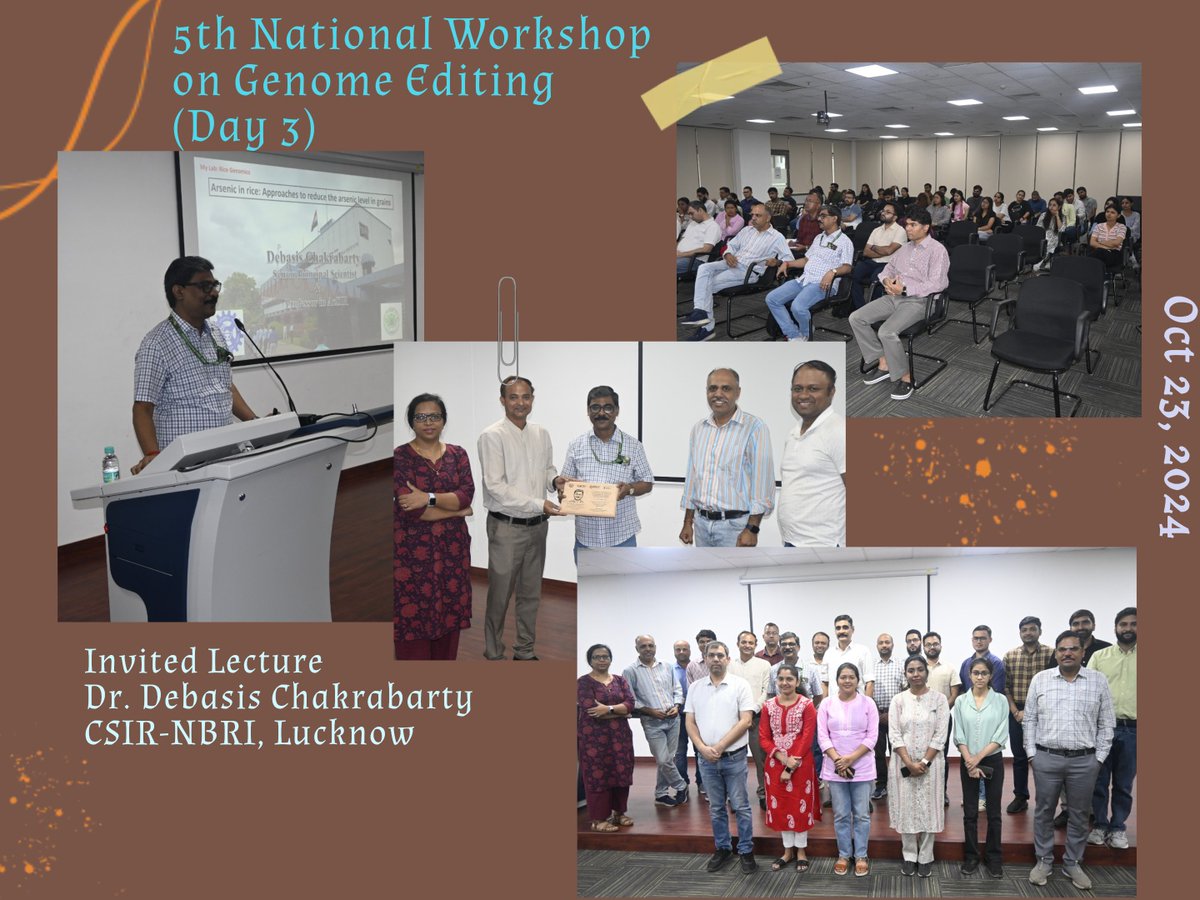 BRIC-NABI (@nabi_india) on Twitter photo Day 3: 5th National Workshop on Genome Editing
Today's session featured an invited talk on "Arsenic in rice: Approaches to reduce the arsenic level in grains" by Dr. Debasis Chakrabarty, Sr. Principal Scientist, CSIR-NBRI, Lucknow. #GenomeEditing #SustainableAgriculture <a href="/DBTIndia/">Department of Biotechnology</a> Day 3: 5th National Workshop on Genome Editing
Today's session featured an invited talk on "Arsenic in rice: Approaches to reduce the arsenic level in grains" by Dr. Debasis Chakrabarty, Sr. Principal Scientist, CSIR-NBRI, Lucknow. #GenomeEditing #SustainableAgriculture <a href="/DBTIndia/">Department of Biotechnology</a>