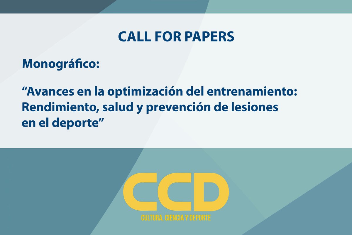 UCAM CCD (@ucam_ccd) on Twitter photo 📢📢 SPECIAL ISSUE:
"Avances en la optimización del entrenamiento: Rendimiento, salud y prevención de lesiones en el deporte"
Editores: <a href="/PedroE_Alcaraz/">Pedro E. Alcaraz</a> <a href="/TomasTF/">Tomás T. Freitas</a> <a href="/SpyrouKostas/">Kostas Spyrou</a> #ElenaMarín
📅 Deadline: 31 de septiembre de 2025
➡️ccd.ucam.edu/index.php/revi… 📢📢 SPECIAL ISSUE:
"Avances en la optimización del entrenamiento: Rendimiento, salud y prevención de lesiones en el deporte"
Editores: <a href="/PedroE_Alcaraz/">Pedro E. Alcaraz</a> <a href="/TomasTF/">Tomás T. Freitas</a> <a href="/SpyrouKostas/">Kostas Spyrou</a> #ElenaMarín
📅 Deadline: 31 de septiembre de 2025
➡️ccd.ucam.edu/index.php/revi…