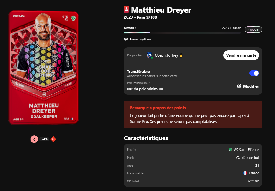 JoffreyOnSorare's tweet photo. #GiveAway flash pour cette carte #rare @Sorare !
En attendant qu'il retrouve un club, je vous l'offre. 

Pour jouer comme d'hab :  
_ #Repost🔁
_ #Like ❤️
_ #Follow 🥳 

TAS 24/10 20h 
Good Luck🍀 https://t.co/jXAugV7xu0