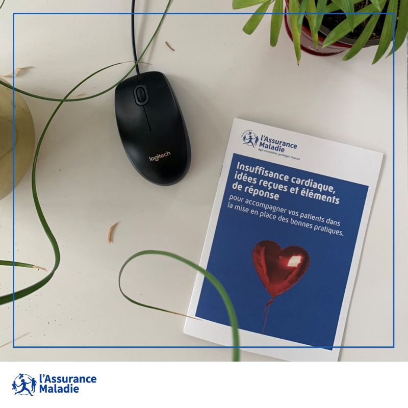 Assur_Maladie's tweet photo. #InsuffisanceCardiaque | Pour accompagner vos #patients dans le suivi des bonnes pratiques EPON, l'Assurance Maladie met à disposition des professionnels de santé une brochure reprenant les idées reçues et inquiétudes des patients, et des éléments de réponse à leur apporter 🧭👩‍⚕️