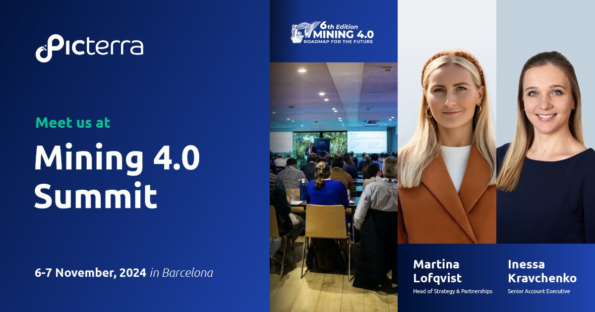 Picterra (@picterra) on Twitter photo Join us at the 6th Mining⛏️ 4.0 Summit in Barcelona🇪🇸 to discover how <a href="/picterra/">Picterra</a>'s #GeoAI🛰️ innovations enable #mining companies to save costs💵, increase efficiency⏱️, & improve safety👷
#mininginnovation #mining40 #sustainablemining <a href="/Future__Bridge/">Future Bridge Events</a> <a href="/h10hotels/">H10 Hotels</a> Join us at the 6th Mining⛏️ 4.0 Summit in Barcelona🇪🇸 to discover how <a href="/picterra/">Picterra</a>'s #GeoAI🛰️ innovations enable #mining companies to save costs💵, increase efficiency⏱️, & improve safety👷
#mininginnovation #mining40 #sustainablemining <a href="/Future__Bridge/">Future Bridge Events</a> <a href="/h10hotels/">H10 Hotels</a>