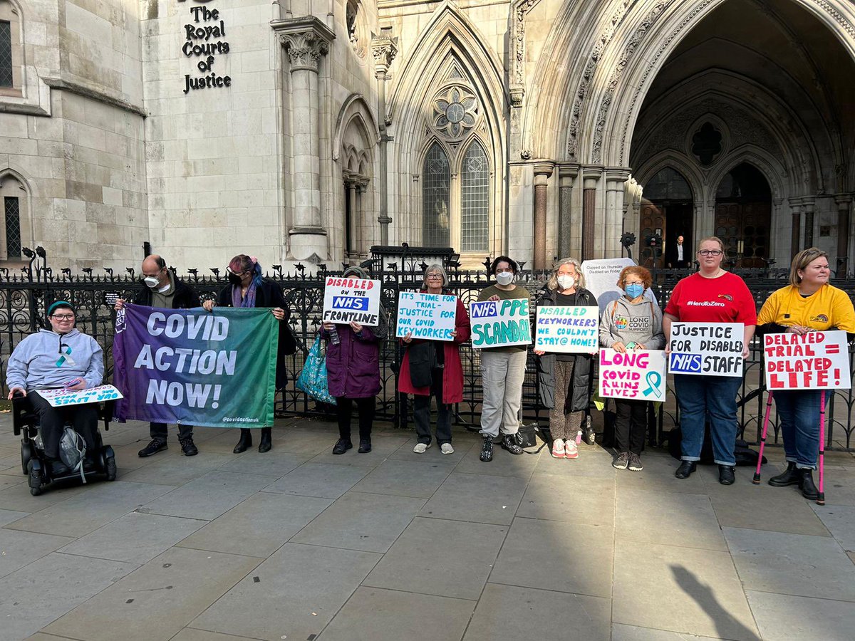 long_covid's tweet photo. 🚨 It’s a busy day today! Not only are we involved with the Covid Inquiry but our fantastic Founding Trustee @JoD66 and Members @SarahWestonRD and @ScribblerPen are at The Royal Courts of Justice in London supporting #JusticeForKeyworkers 💪 https://t.co/Yjn1tN5Jwm