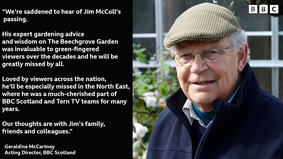 BBCScotComms's tweet image. Acting Director of BBC Scotland Geraldine McCartney pays tribute to Beechgrove Garden presenter Jim McColl.