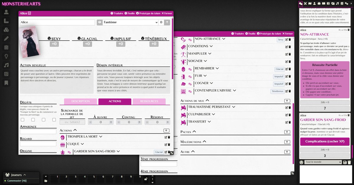 _YanK_'s tweet image. Salut les rôlistes ! Je vous présente mon dernier module Monsterhearts pour Foundry VTT ! 🌟 Dispo en français (avec compendiums) &amp;amp; en anglais (mécaniques seules). 🎲 Testez-le et faites-moi vos retours ! 💬

Installation et liens 👇

#TTRPG #FoundryVTT #Monsterhearts #RPG #JdR