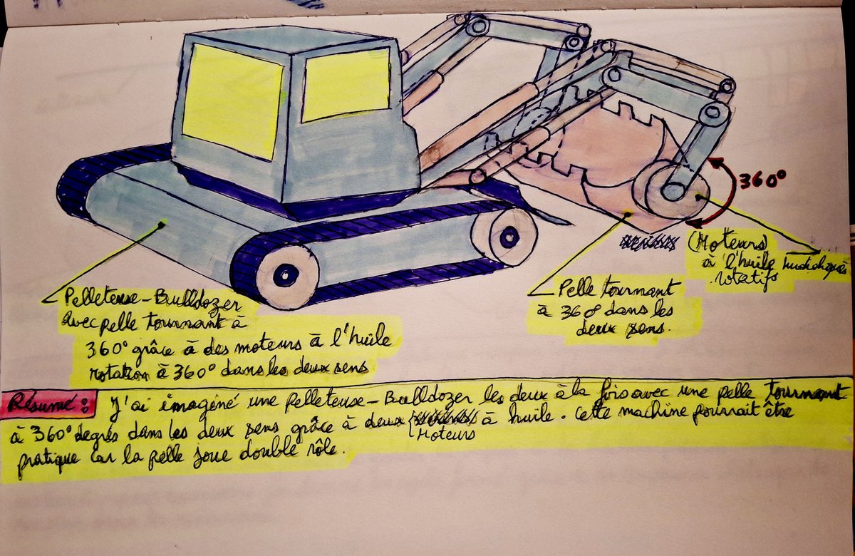 AliFalloul's tweet image. J'ai imaginé une pelleteuse bulldozer les deux combinés à la fois grâce à une pelle tournant à 360° grâce à deux moteurs à huile ou électriques. cette machine peut jouer double rôles et c'est pratique.  
Par Moulay Ali Falloul