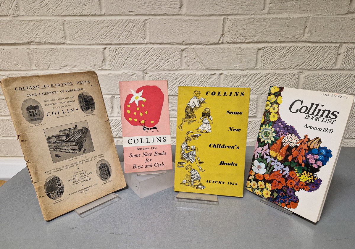 HarperCollinsUK's tweet photo. We are currently cataloguing our old trade catalogues in advance of #HCArchive's move to Robroyston next year &amp; thought we would share some of our past autumn editions. These include a catalogue from autumn 1925 with a cover illustrating the development of the house of Collins. https://t.co/JaCxWTOMy0