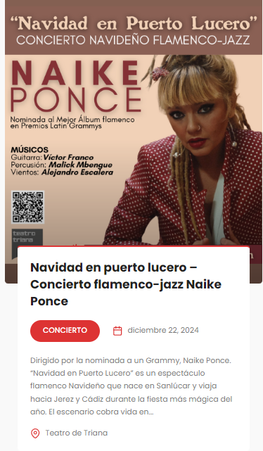 "Navidad en puerto Lucero" Entradas disponibles en este link   entradas.planeasevilla.com/index.php?even…………22 dic 2024 - 19:00 Qué no te lo cuenten, Planea Sevilla...