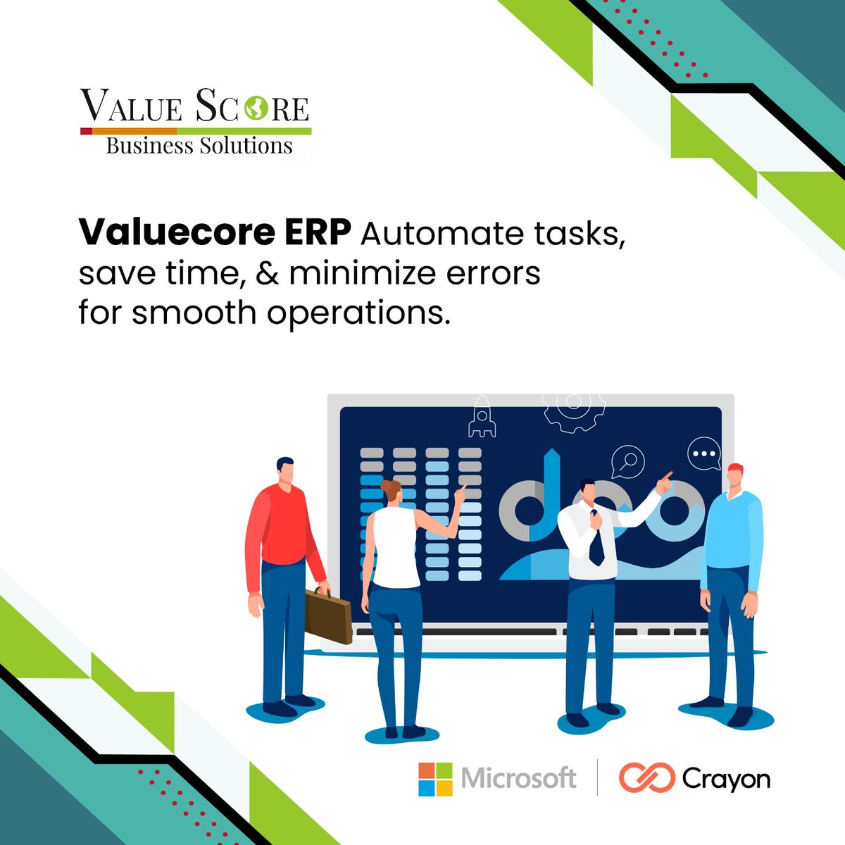 ShareUpdates2's tweet image. Streamline your business with Valuecore ERP Efficiency, Collaboration, and Growth in one powerful platform.

To download eBook and for more information.
Please Click the link Below.
zurl.co/M5ia
.
.
.
#crayon #microsoft #ERPSoftware #BusinessOptimization
